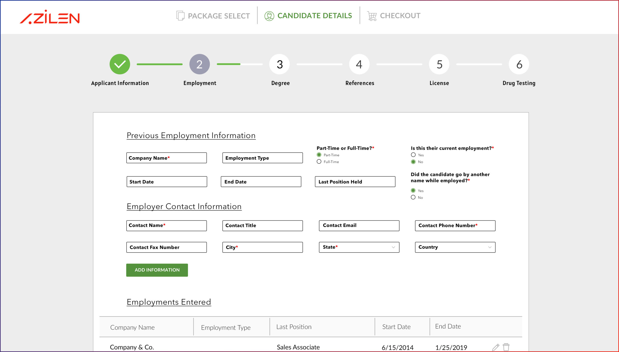 Order Employment Verification